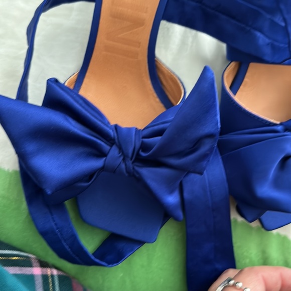 Ganni 792 dazzling blue new with box satin tie up heels size 36 - Picture 5 of 5